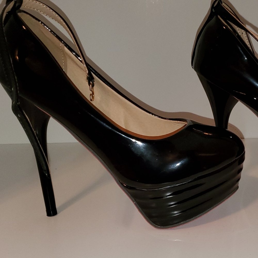Stiletto patent heels with ankle strap